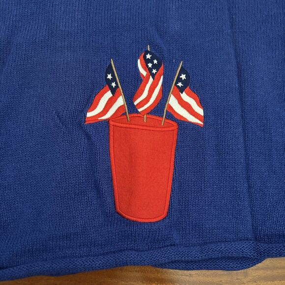 Quacker Factory Patriotic Sweater USA Flag Stars Button Covers NWT Medium - Picture 7 of 7